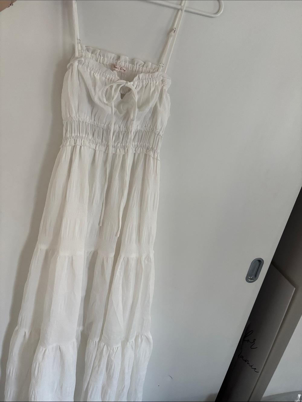 White Lightweight Tiered Maxi Dress with Smocked Bodice